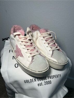 Golden Goose Hi-Star shearling-lined leather suede sneakers